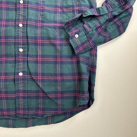 Vintage L.L. Bean Mens Shirt Adult 15.5 / 32 Button Down Plaid Green Made In USA - Picture 5 of 9